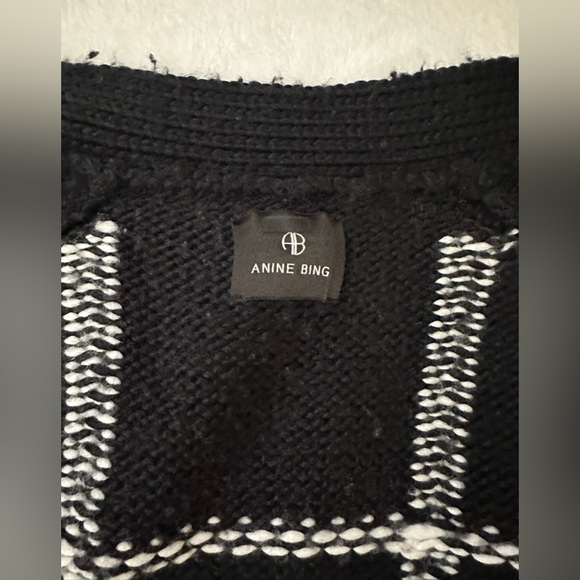 ANINE BING Kurt Cardigan Black & White Plaid Large - Picture 4 of 16